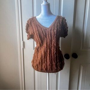 Loubella Brown Fringe Top Medium